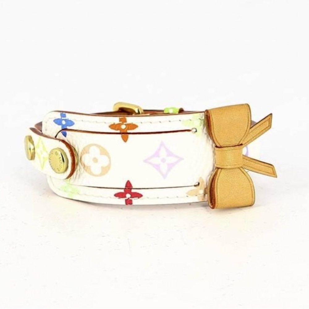Louis Vuitton White Murakami Monogram ID Bracelet with Gold Hardware - Picture 5 of 11